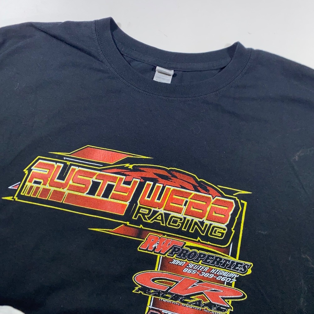 Gildan Rusty Webb Racing T-Shirt Mens 3XL Black Double Sided Graphic Tee K203